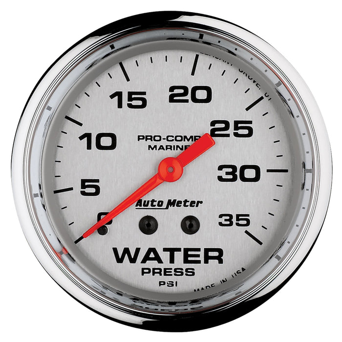 AutoMeter 200773-35 GAUGE; WATER PRESS; 2 5/8in.; 35PSI; MECHANICAL; MARINE CHROME - Truck Part Superstore