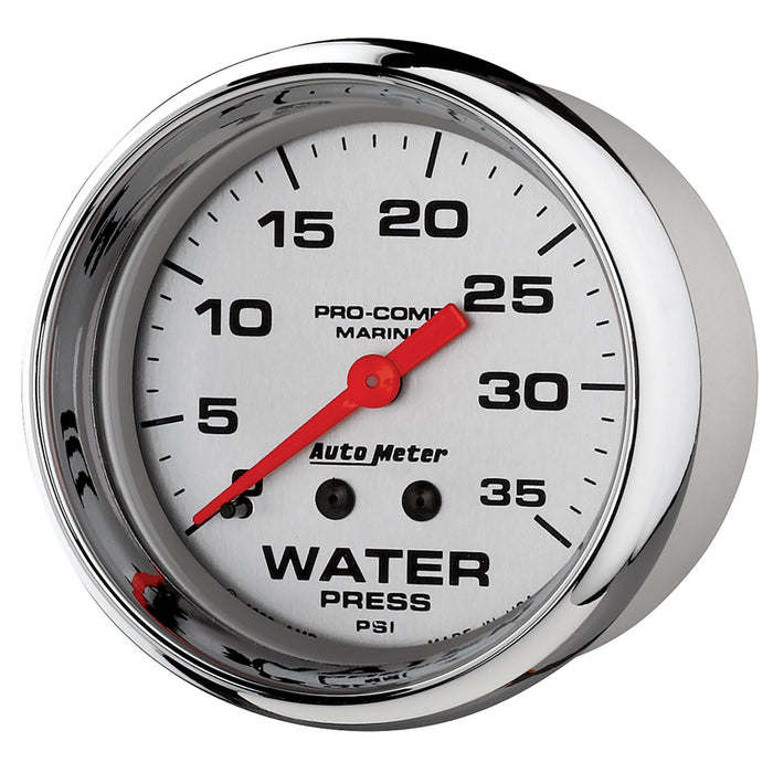 AutoMeter 200773-35 GAUGE; WATER PRESS; 2 5/8in.; 35PSI; MECHANICAL; MARINE CHROME - Truck Part Superstore