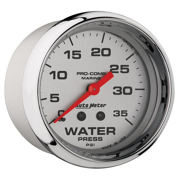 AutoMeter 200773-35 GAUGE; WATER PRESS; 2 5/8in.; 35PSI; MECHANICAL; MARINE CHROME - Truck Part Superstore