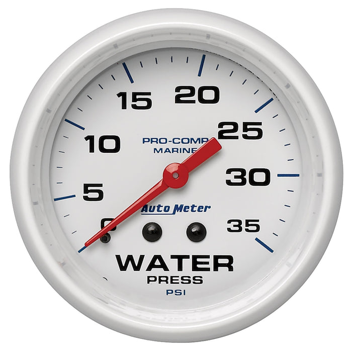 AutoMeter 200773 GAUGE; WATER PRESS; 2 5/8in.; 35PSI; MECHANICAL; MARINE WHITE - Truck Part Superstore