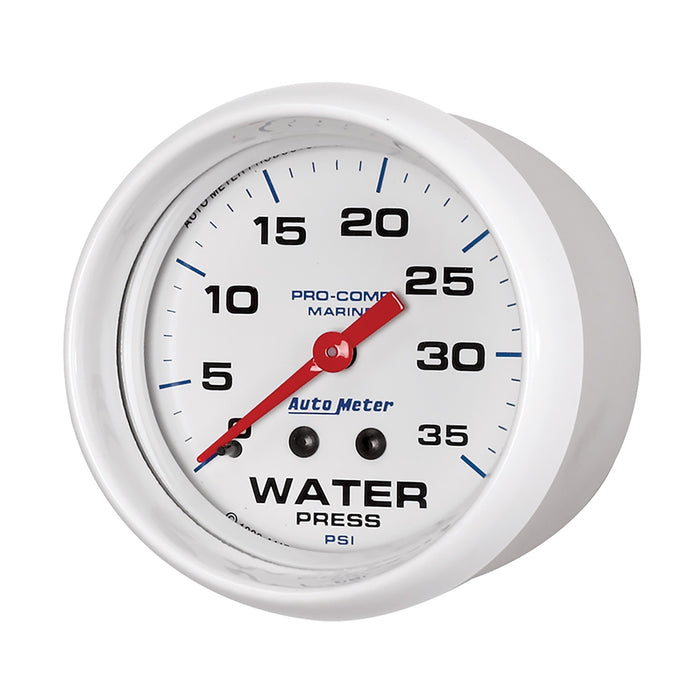 AutoMeter 200773 GAUGE; WATER PRESS; 2 5/8in.; 35PSI; MECHANICAL; MARINE WHITE - Truck Part Superstore
