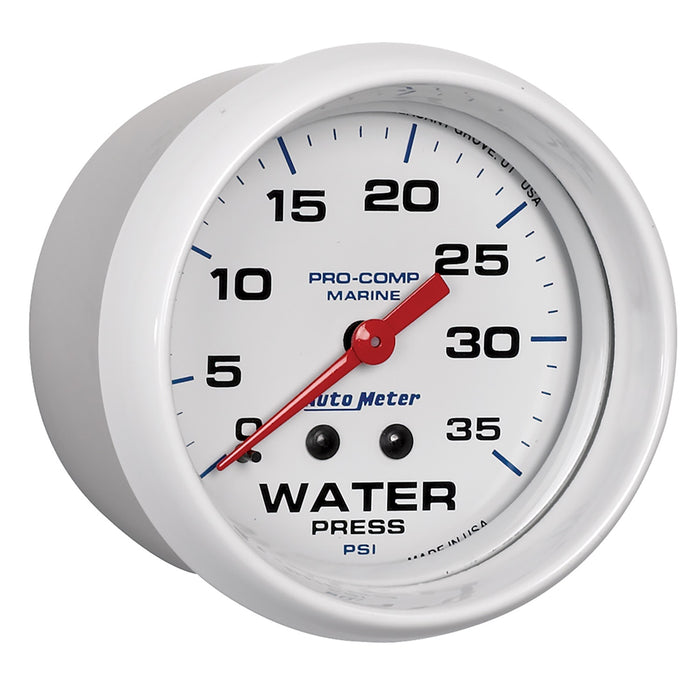 AutoMeter 200773 GAUGE; WATER PRESS; 2 5/8in.; 35PSI; MECHANICAL; MARINE WHITE - Truck Part Superstore