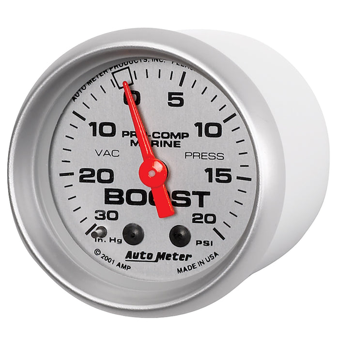 AutoMeter 200774-33 GAUGE; VAC/BOOST; 2 1/16in.; 30INHG-20PSI; MECHANICAL; MARINE SILVER - Truck Part Superstore
