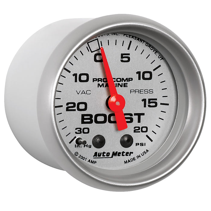 AutoMeter 200774-33 GAUGE; VAC/BOOST; 2 1/16in.; 30INHG-20PSI; MECHANICAL; MARINE SILVER - Truck Part Superstore