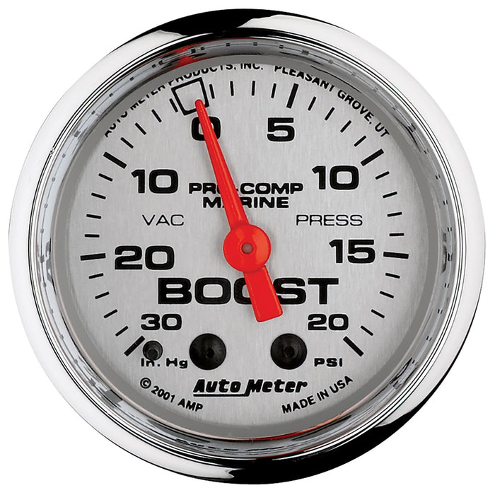 AutoMeter 200774-35 GAUGE; VAC/BOOST; 2 1/16in.; 30INHG-20PSI; MECHANICAL; MARINE CHROME - Truck Part Superstore