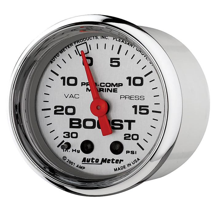 AutoMeter 200774-35 GAUGE; VAC/BOOST; 2 1/16in.; 30INHG-20PSI; MECHANICAL; MARINE CHROME - Truck Part Superstore