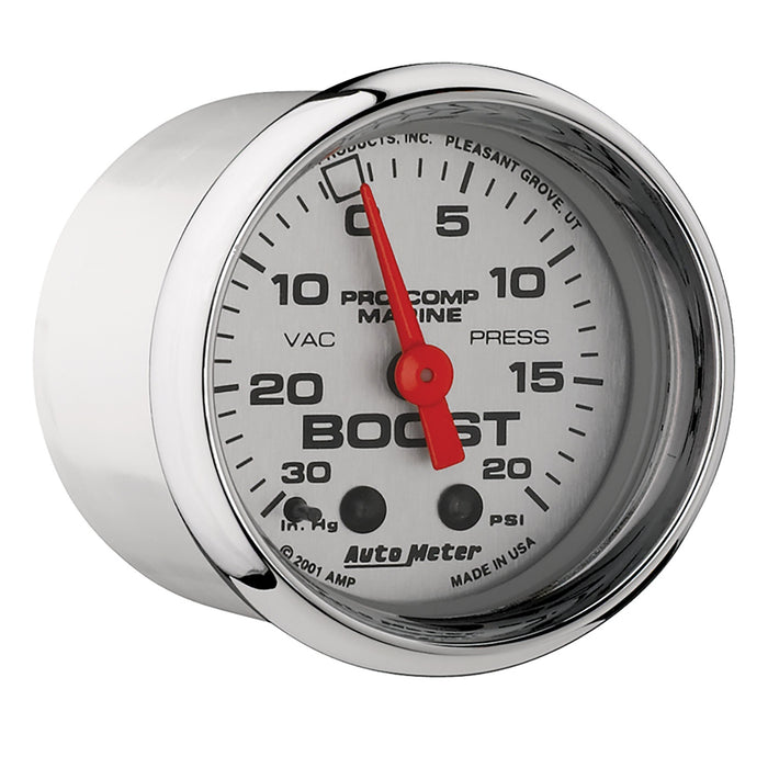 AutoMeter 200774-35 GAUGE; VAC/BOOST; 2 1/16in.; 30INHG-20PSI; MECHANICAL; MARINE CHROME - Truck Part Superstore
