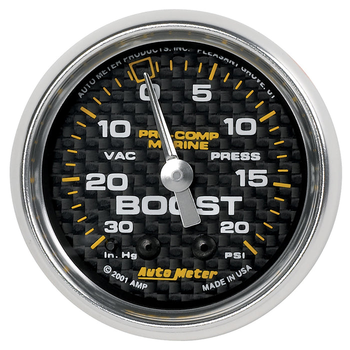 AutoMeter 200774-40 GAUGE; VAC/BOOST; 2 1/16in.; 30INHG-20PSI; MECHANICAL; MARINE CARBON FIBER - Truck Part Superstore