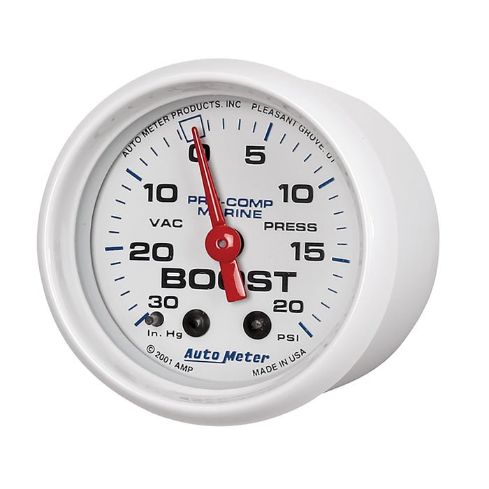 AutoMeter 200774 GAUGE; VAC/BOOST; 2 1/16in.; 30INHG-20PSI; MECHANICAL; MARINE WHITE - Truck Part Superstore
