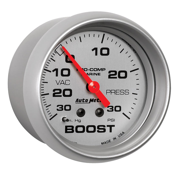 AutoMeter 200775-33 GAUGE; VAC/BOOST; 2 5/8in.; 30INHG-30PSI; MECHANICAL; MARINE SILVER - Truck Part Superstore