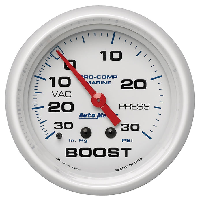 AutoMeter 200775 GAUGE; VAC/BOOST; 2 5/8in.; 30INHG-30PSI; MECHANICAL; MARINE WHITE - Truck Part Superstore