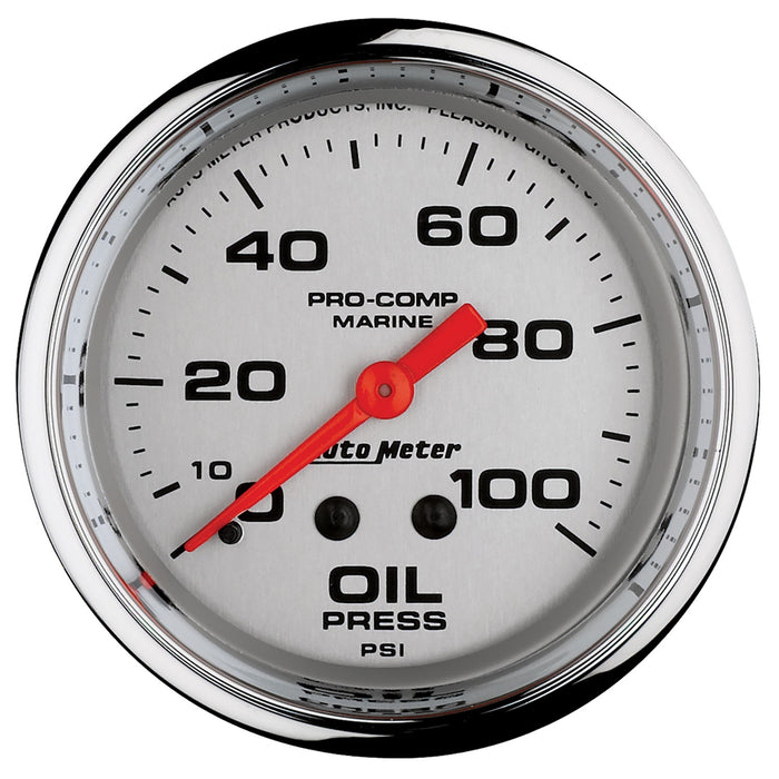 AutoMeter 200777-35 GAUGE; OIL PRESSURE; 2 5/8in.; 100PSI; MECHANICAL; MARINE CHROME - Truck Part Superstore