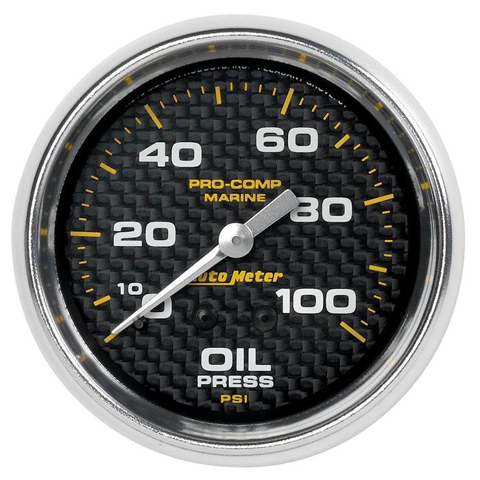 AutoMeter 200777-40 GAUGE; OIL PRESSURE; 2 5/8in.; 100PSI; MECHANICAL; MARINE CARBON FIBER - Truck Part Superstore