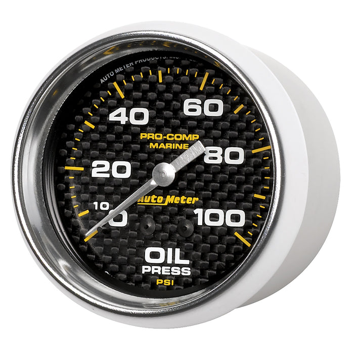 AutoMeter 200777-40 GAUGE; OIL PRESSURE; 2 5/8in.; 100PSI; MECHANICAL; MARINE CARBON FIBER - Truck Part Superstore