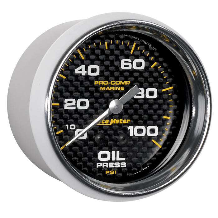 AutoMeter 200777-40 GAUGE; OIL PRESSURE; 2 5/8in.; 100PSI; MECHANICAL; MARINE CARBON FIBER - Truck Part Superstore