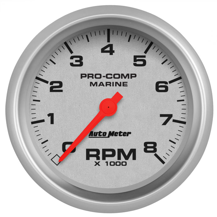 AutoMeter 200779-33 3-3/8in. IN-DASH TACHOMETER; 0-8;000 RPM; MARINE SILVER ULTRA-LITE - Truck Part Superstore