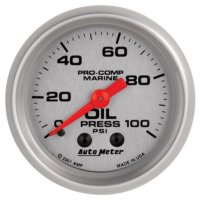 AutoMeter 200790-33 GAUGE; OIL PRESSURE; 2 1/16in.; 100PSI; MECHANICAL; MARINE SILVER - Truck Part Superstore