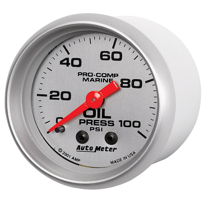 AutoMeter 200790-33 GAUGE; OIL PRESSURE; 2 1/16in.; 100PSI; MECHANICAL; MARINE SILVER - Truck Part Superstore