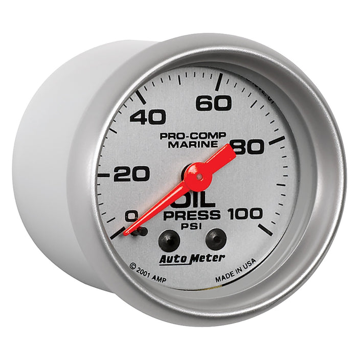 AutoMeter 200790-33 GAUGE; OIL PRESSURE; 2 1/16in.; 100PSI; MECHANICAL; MARINE SILVER - Truck Part Superstore