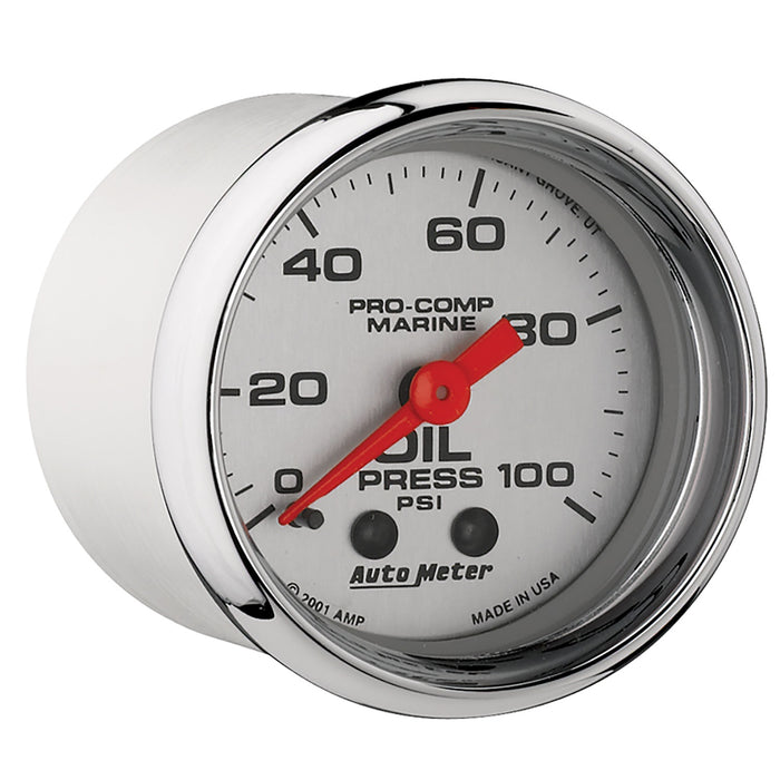 AutoMeter 200790-35 GAUGE; OIL PRESSURE; 2 1/16in.; 100PSI; MECHANICAL; MARINE CHROME - Truck Part Superstore