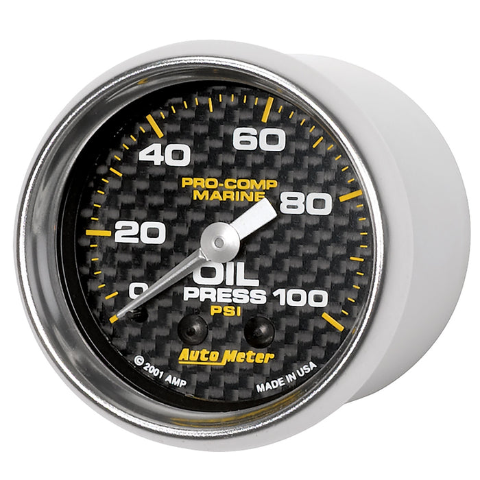AutoMeter 200790-40 GAUGE; OIL PRESSURE; 2 1/16in.; 100PSI; MECHANICAL; MARINE CARBON FIBER - Truck Part Superstore