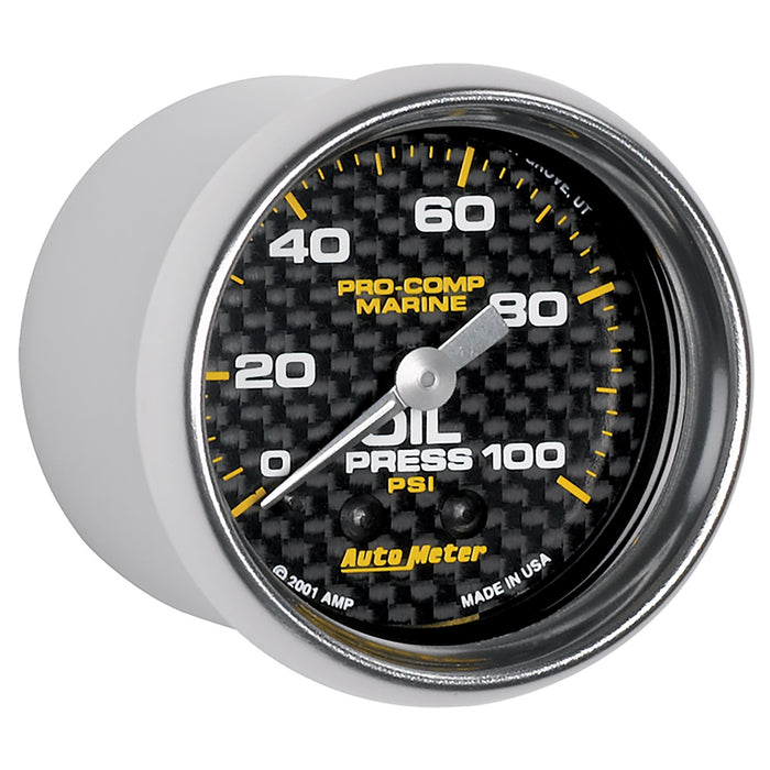 AutoMeter 200790-40 GAUGE; OIL PRESSURE; 2 1/16in.; 100PSI; MECHANICAL; MARINE CARBON FIBER - Truck Part Superstore