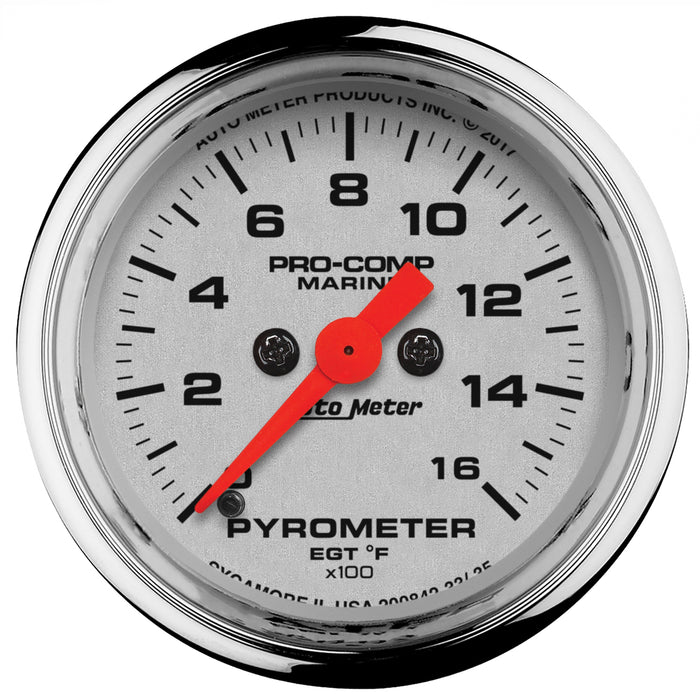 AutoMeter 200842-35 2-1/16in. PYROMETER; 0-1;600 deg.F; MARINE CHROME ULTRA-LITE - Truck Part Superstore
