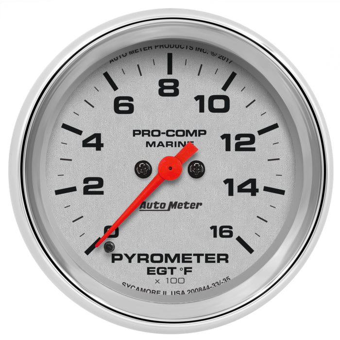 AutoMeter 200844-35 2-5/8in. PYROMETER; 0-1;600 deg.F; MARINE CHROME ULTRA-LITE - Truck Part Superstore