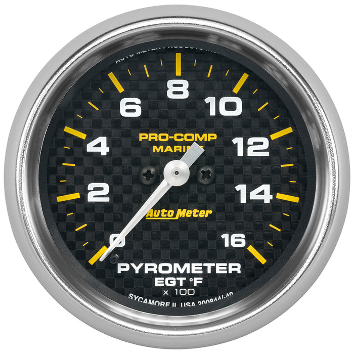 AutoMeter 200844-40 GAUGE; PYROMETER; 2 5/8in.; 0-1;600deg.F; MARINE CARBON FIBER - Truck Part Superstore