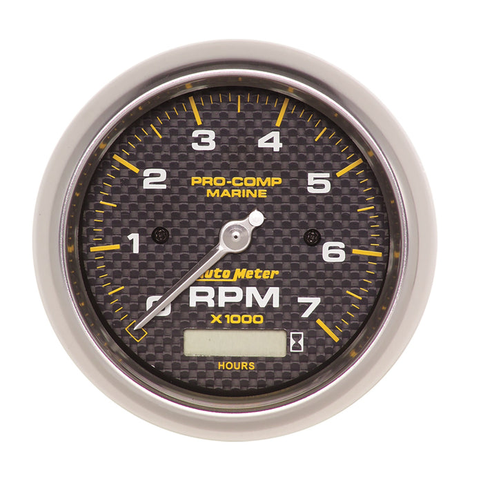 AutoMeter 200890-40 3-3/8in. IN-DASH TACHOMETER WITH HOUR METER; 0-7;000 RPM; MARINE CARBON FIBER - Truck Part Superstore