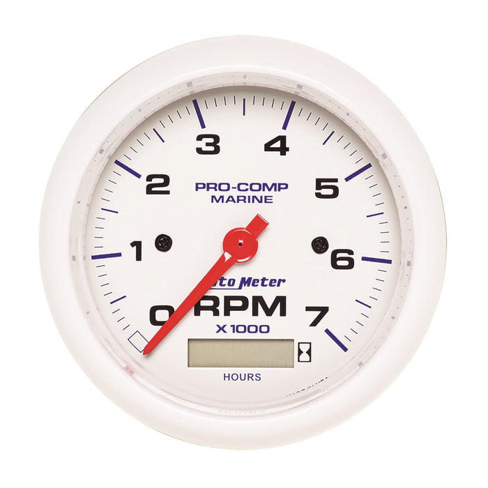 AutoMeter 200890 3-3/8in. IN-DASH TACHOMETER WITH HOUR METER; 0-7;000 RPM; MARINE WHITE - Truck Part Superstore
