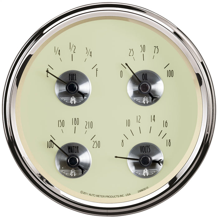 AutoMeter 2010 5in. QUAD GAUGE; 100 PSI/100-250 deg.F/8-18V/240-33 O; PRESTIGE ANTIQUE IVORY - Truck Part Superstore