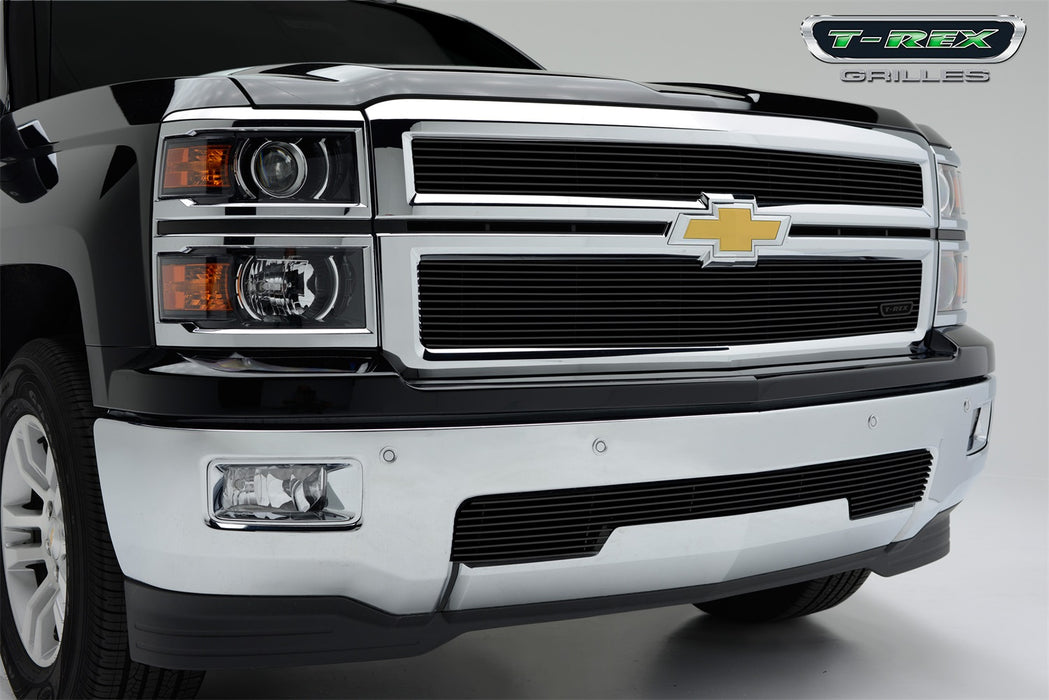 T-Rex Grilles 20121B Billet Series Grille Assembly; Horizontal; Aluminum; Black; 2 Pc; Replacement; - Truck Part Superstore
