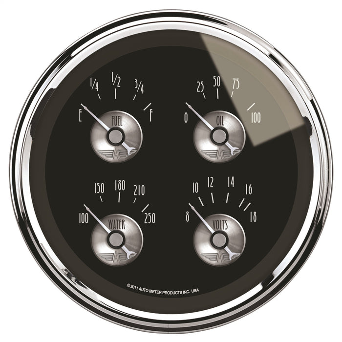AutoMeter 2012 5in. QUAD GAUGE; 100 PSI/100-250 deg.F/8-18V/0-90 O; PRESTIGE BLACK DIAMOND - Truck Part Superstore