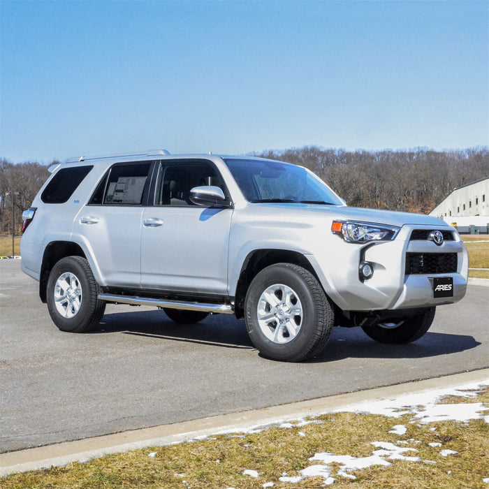 ARIES 202017-2 3in. Round Polished Stainless Side Bars; Select Toyota 4Runner - Truck Part Superstore