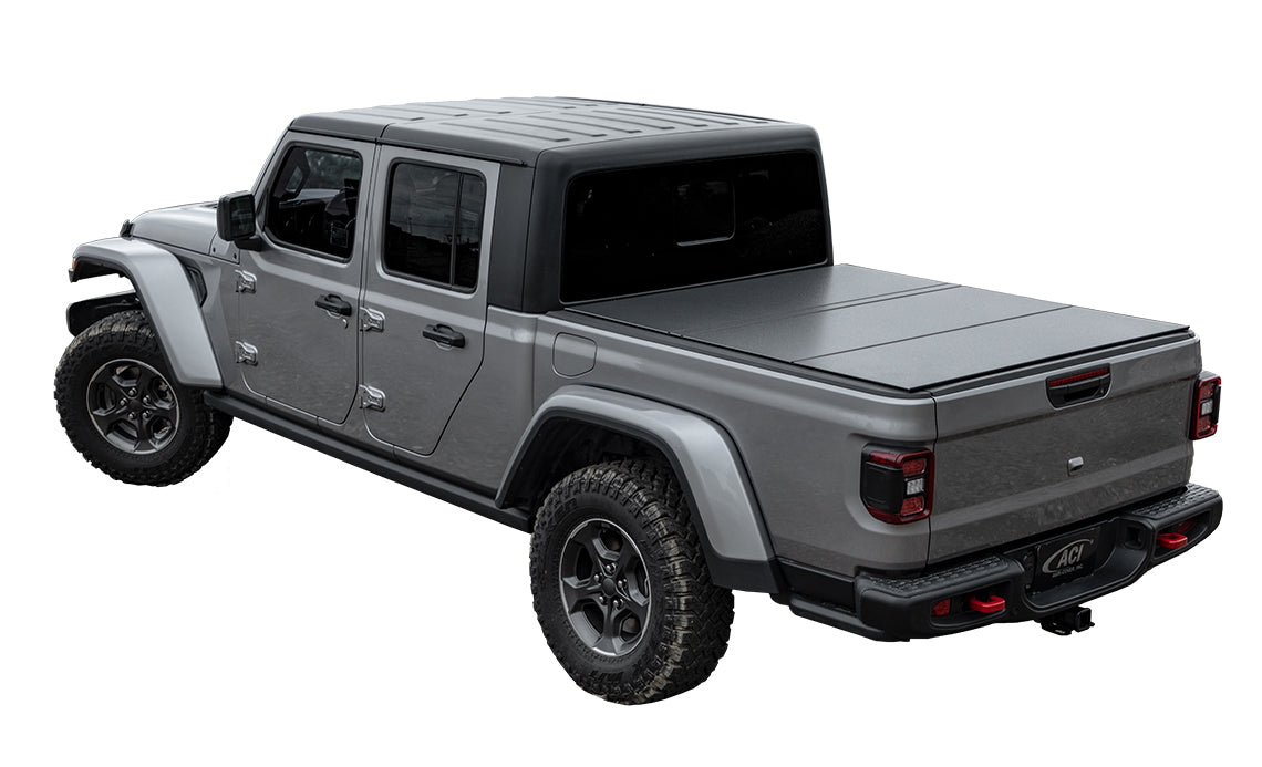 LOMAX B1070019 LOMAX FOLDING HARD COVER Tonneau Cover for 20-ON Jeep Gladiator 5' Box (Black) - Truck Part Superstore