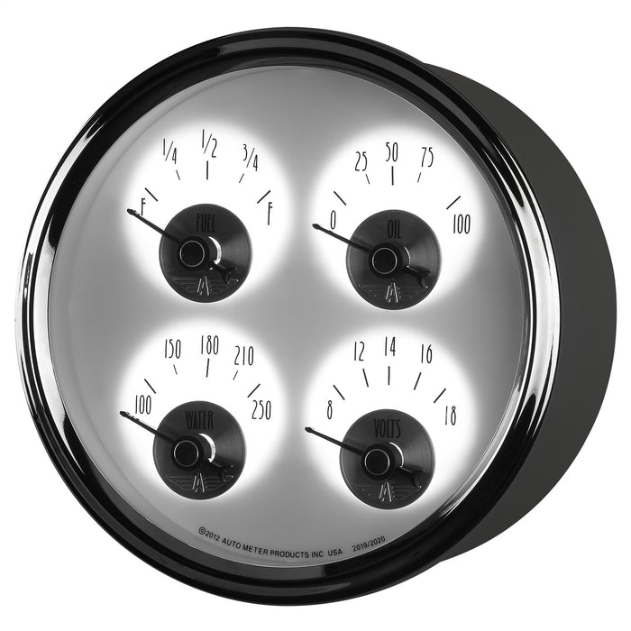 AutoMeter 2020 5in. QUAD GAUGE; 100 PSI/100-250 deg.F/8-18V/0-90 O; PRESTIGE PEARL - Truck Part Superstore