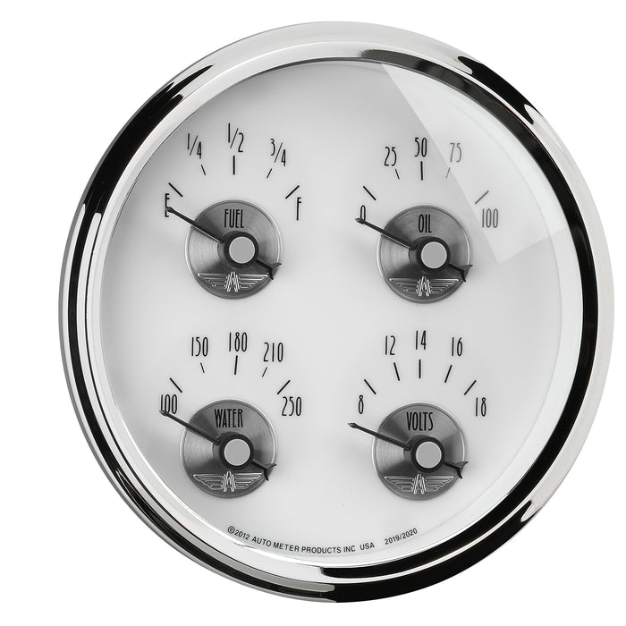AutoMeter 2020 5in. QUAD GAUGE; 100 PSI/100-250 deg.F/8-18V/0-90 O; PRESTIGE PEARL - Truck Part Superstore