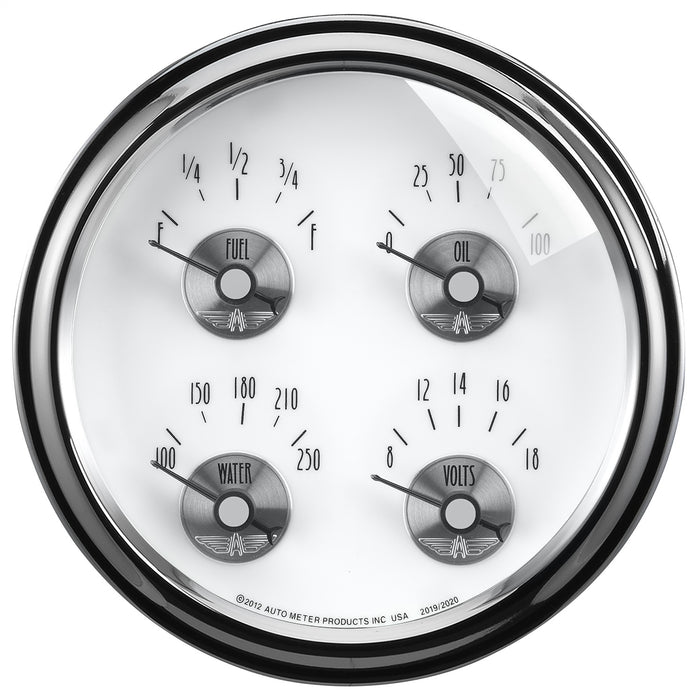 AutoMeter 2020 5in. QUAD GAUGE; 100 PSI/100-250 deg.F/8-18V/0-90 O; PRESTIGE PEARL - Truck Part Superstore