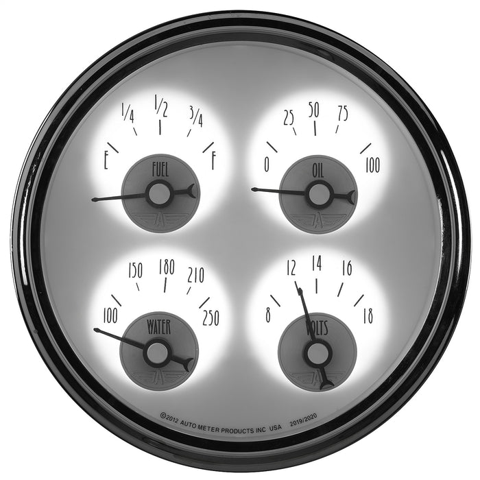 AutoMeter 2020 5in. QUAD GAUGE; 100 PSI/100-250 deg.F/8-18V/0-90 O; PRESTIGE PEARL - Truck Part Superstore