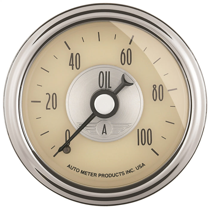AutoMeter 2021 GAUGE; OIL PRESS; 2 1/16in.; 100PSI; MECH; PRESTIGE ANTQ. IVORY - Truck Part Superstore