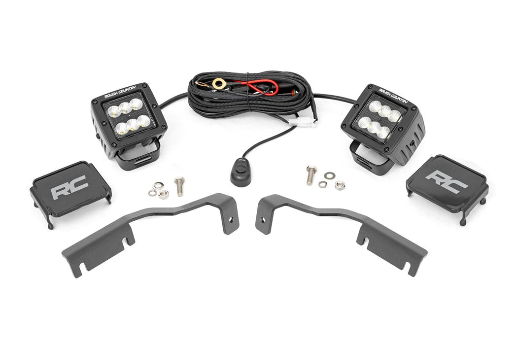 Rough Country 71065 LED Light; Ditch Mount; 2 in. Black Pair; Flood; - Truck Part Superstore