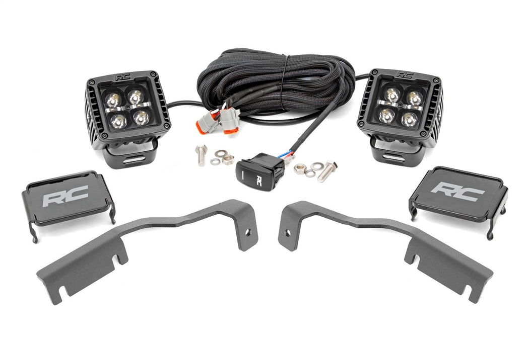Rough Country 71067 LED Light; Ditch Mount; 2 in. Black Pair; Amber DRL; - Truck Part Superstore