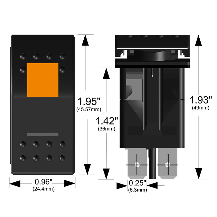 Bulldog Winch 20259 Rocker Switch On/Off 5 Pin Amber Bulldog Winch - Truck Part Superstore