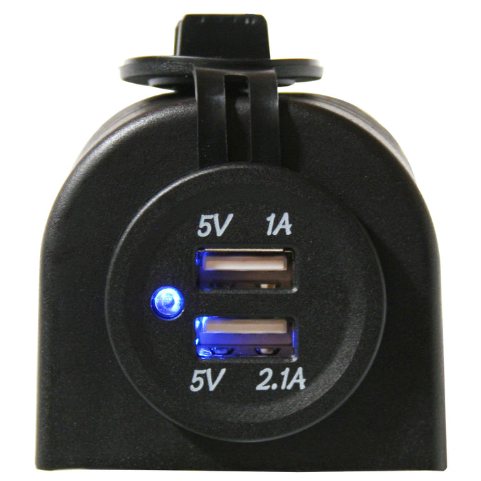 Bulldog Winch 20287 USB Power Socket Dual 5V 1A and 2.1A W/Cover and 3 Mounting Brackets Bulldog Winch - Truck Part Superstore