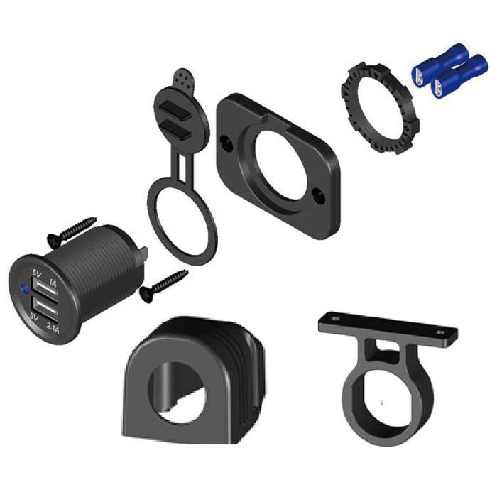 Bulldog Winch 20287 USB Power Socket Dual 5V 1A and 2.1A W/Cover and 3 Mounting Brackets Bulldog Winch - Truck Part Superstore