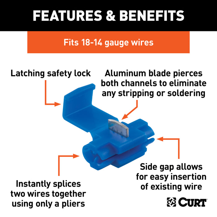 CURT 58280 CURT 58280 18-14 Gauge Blue Scotch Snap Lock Wire Connectors; 100-Pack - Truck Part Superstore