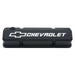 Proform 141-921 Valve Covers; Slant-Edge Tall; Die Cast; Black w/ Raised Bowtie Logo; SB Chevy - Truck Part Superstore