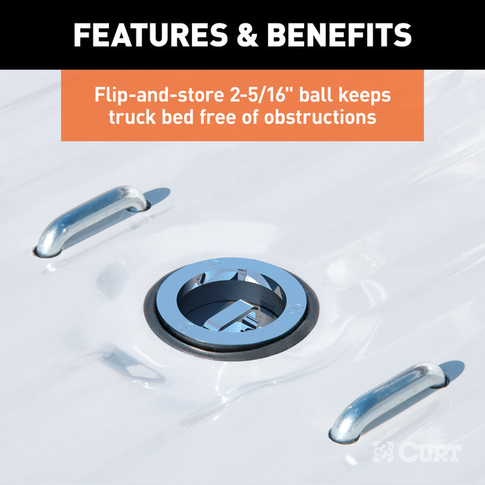 CURT 60611 Double Lock EZr Gooseneck Hitch; 2-5/16in. Ball; 30K (Brackets Required) - Truck Part Superstore