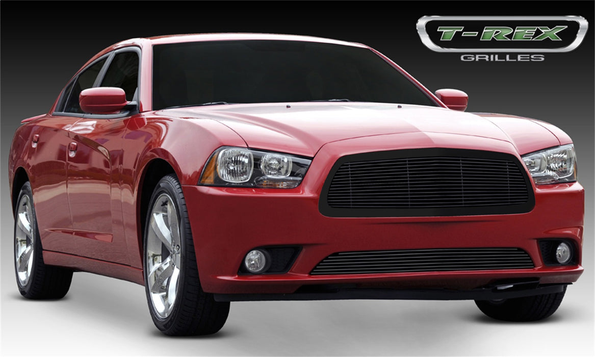 T-Rex Grilles 20442B Billet Series Grille; Horizontal; Aluminum; Black; 1 Pc; Replacement; - Truck Part Superstore